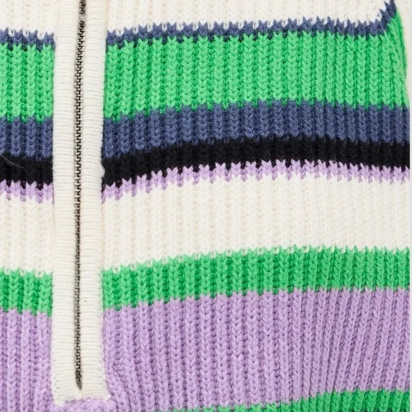 Free People Greta Stripe Half-Zip Mock Neck Sweater Size Large NWT - Picture 12 of 15